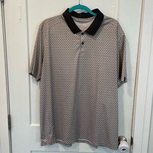 Oakley Black and Gray Polo with Geometric Pattern
